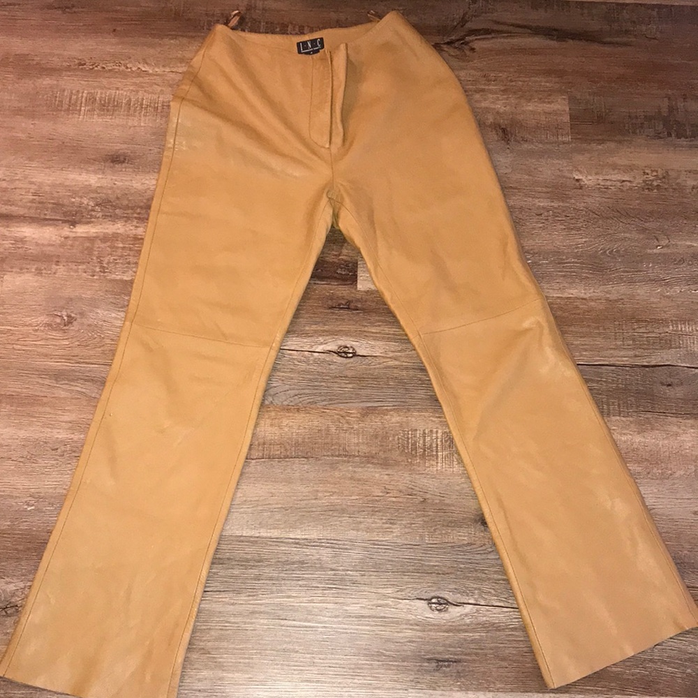 Camel leather pants